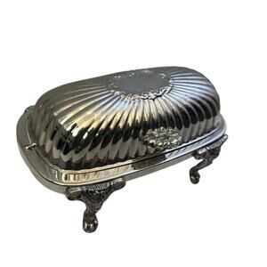 Vintage FB Rogers Silverplate Repurposed Butter Dish Jewelry Box Victorian Decor